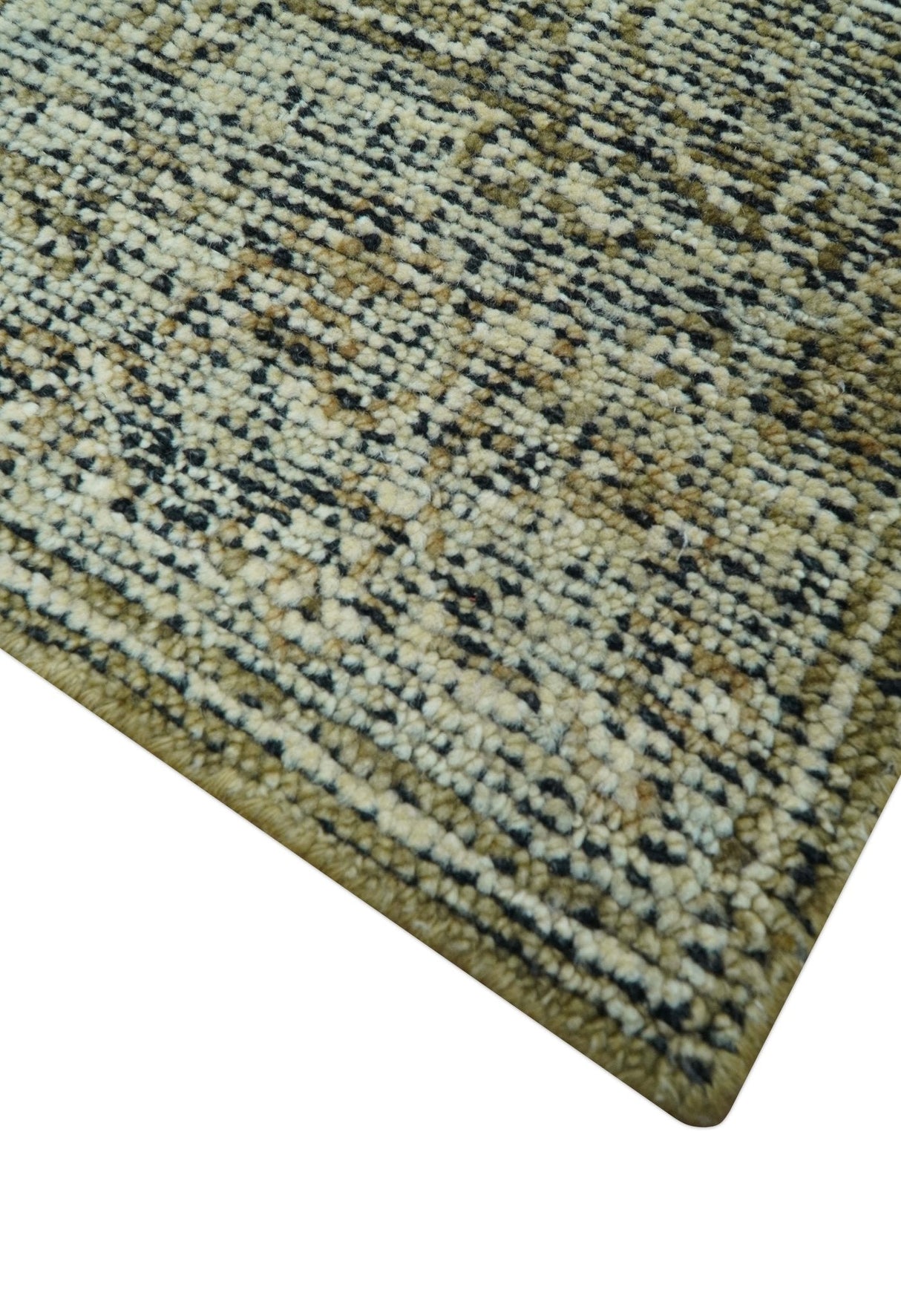 Custom Made Traditional Design Olive Hand Knotted Wool Area Rug