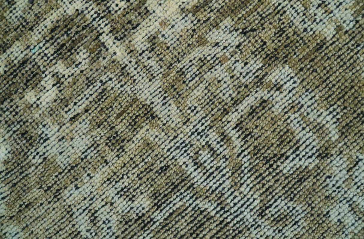 Custom Made Traditional Design Olive Hand Knotted Wool Area Rug