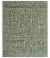 Custom Made Traditional Design Olive Hand Knotted Wool Area Rug