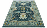 Custom Made Traditional Donegal Design Blue Hand Knotted wool area rug