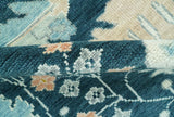 Custom Made Traditional Donegal Design Blue Hand Knotted wool area rug