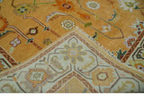 Custom Made Traditional Floral Dark Peach and Ivory Hand knotted Multi Size wool Area Rug