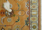 Custom Made Traditional Floral Dark Peach and Ivory Hand knotted Multi Size wool Area Rug