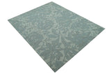 Custom Made Traditional Floral Design Silver And Blue Hand Tufted Wool Area Rug