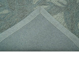 Custom Made Traditional Floral Design Silver And Blue Hand Tufted Wool Area Rug