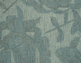 Custom Made Traditional Floral Design Silver And Blue Hand Tufted Wool Area Rug