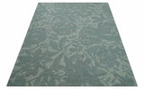 Custom Made Traditional Floral Design Silver And Blue Hand Tufted Wool Area Rug