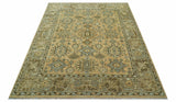 Custom Made Traditional Geometrical Design Peach And Silver Hand Knotted wool area rug