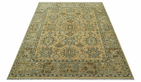 Custom Made Traditional Geometrical Design Peach And Silver Hand Knotted wool area rug