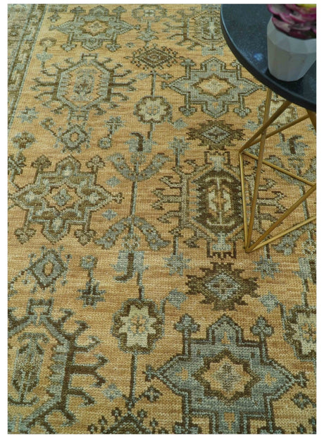 Custom Made Traditional Geometrical Design Peach And Silver Hand Knotted wool area rug