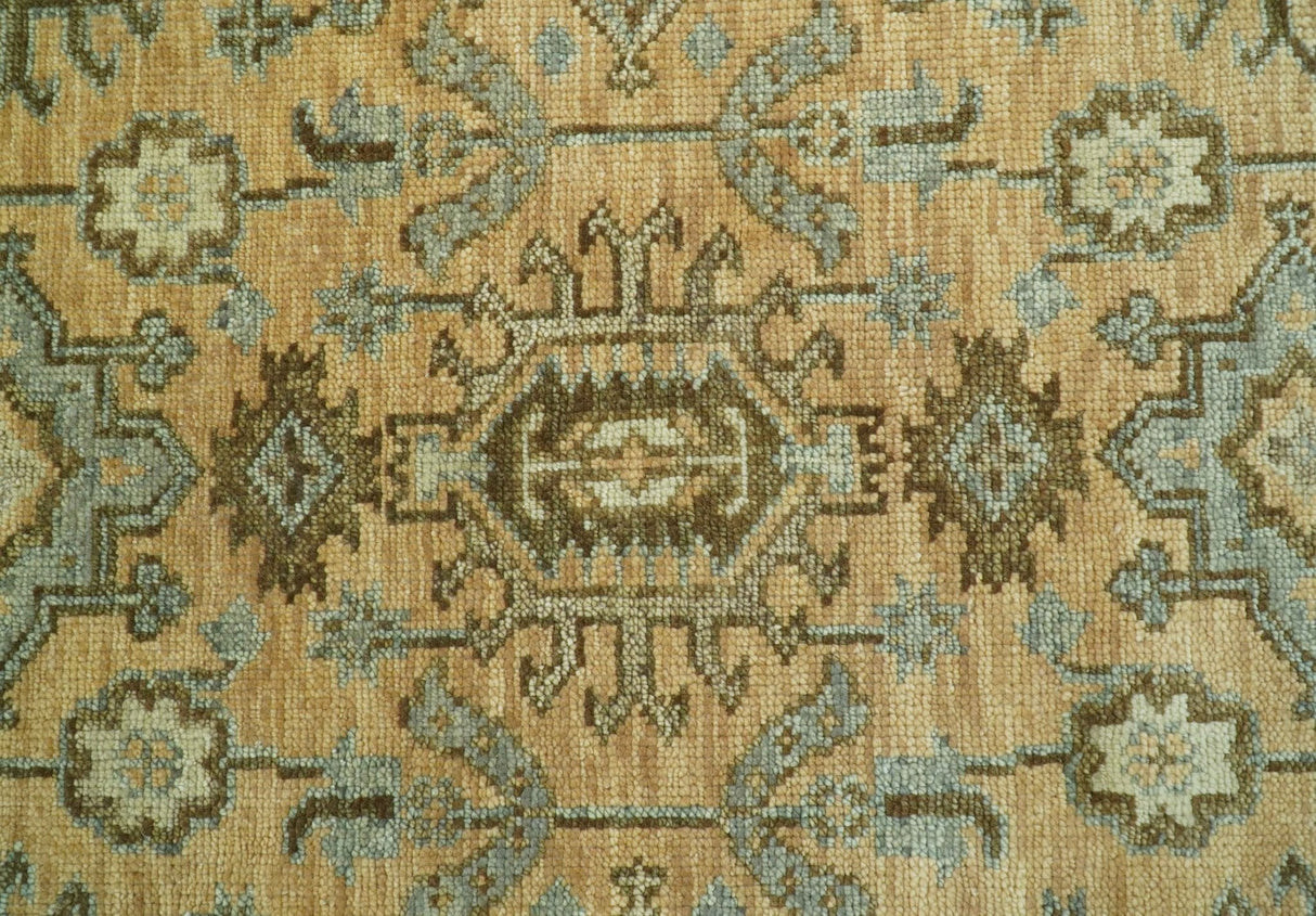 Custom Made Traditional Geometrical Design Peach And Silver Hand Knotted wool area rug
