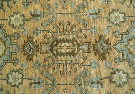 Custom Made Traditional Geometrical Design Peach And Silver Hand Knotted wool area rug