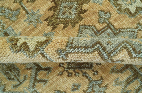 Custom Made Traditional Geometrical Design Peach And Silver Hand Knotted wool area rug