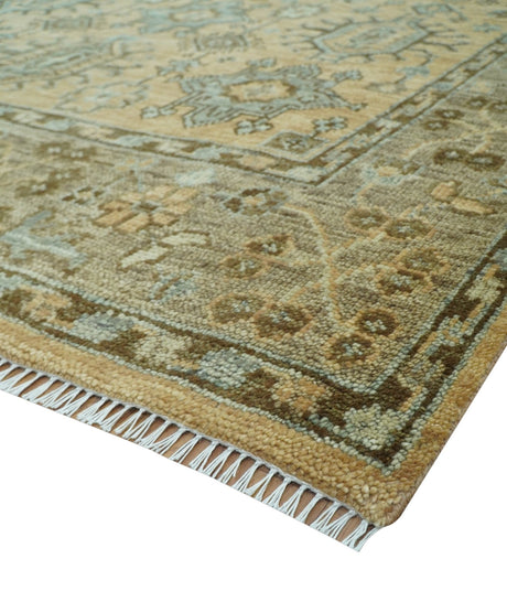 Custom Made Traditional Geometrical Design Peach And Silver Hand Knotted wool area rug