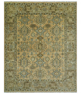 Custom Made Traditional Geometrical Design Peach And Silver Hand Knotted wool area rug