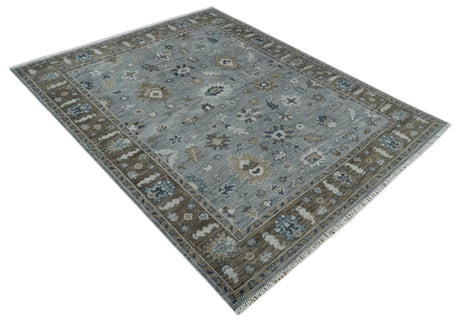Custom Made Traditional Gray and Brown Multi Size Antique Style Hand knotted Wool Area Rug