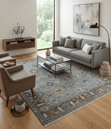 Custom Made Traditional Gray and Brown Multi Size Antique Style Hand knotted Wool Area Rug