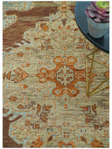 Custom Made Traditional Heriz Brown, Beige and Rust Hand Knotted wool area rug
