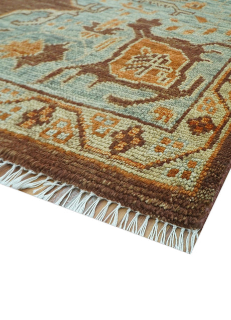 Custom Made Traditional Heriz Brown, Beige and Rust Hand Knotted wool area rug