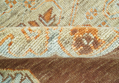 Custom Made Traditional Heriz Brown, Beige and Rust Hand Knotted wool area rug