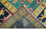 Custom Made Traditional Heriz Design Red And Green Hand Knotted Wool Rug