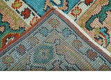 Custom Made Traditional Heriz Design Rust And Blue Hand Knotted Wool Rug