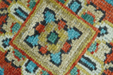 Custom Made Traditional Heriz Design Rust And Blue Hand Knotted Wool Rug