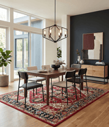 Custom Made Traditional Heriz Rust, Ivory, Black and Beige Hand knotted Medallion Wool Area Rug