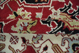 Custom Made Traditional Heriz Rust, Ivory, Black and Beige Hand knotted Medallion Wool Area Rug