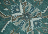 Custom Made Traditional Mamluk Design Teal, Ivory and Brown Hand Knotted wool Area Rug