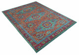 Custom Made Traditional Medallions Design Rust And Blue Hand Knotted Wool Rug
