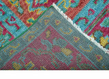 Custom Made Traditional Medallions Design Rust And Blue Hand Knotted Wool Rug