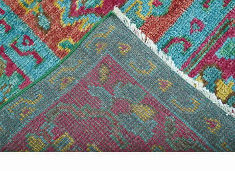 Custom Made Traditional Medallions Design Rust And Blue Hand Knotted Wool Rug