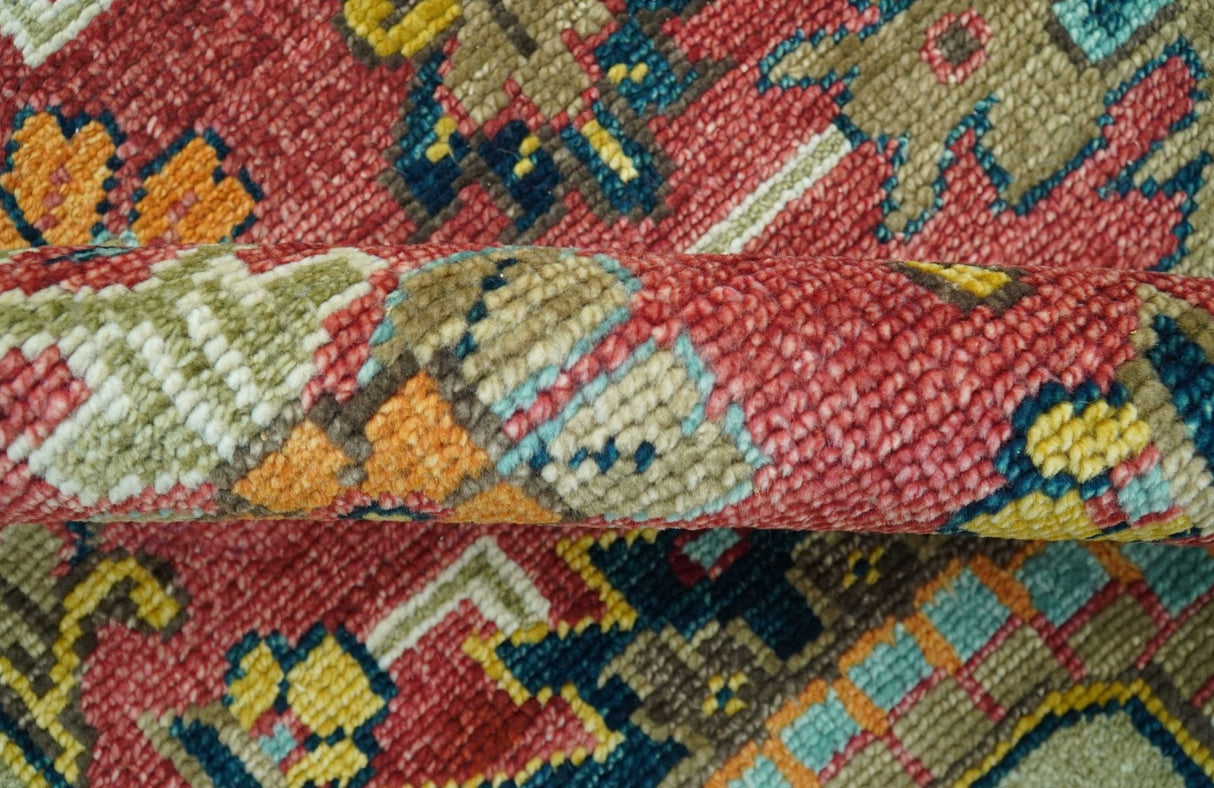 Custom Made Traditional Motifs Design Rust And Ivory Hand Knotted Wool Rug