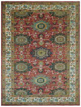 Custom Made Traditional Motifs Design Rust And Ivory Hand Knotted Wool Rug