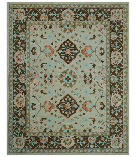 Custom Made Traditional Oriental Design Beige And Brown Hand-Tufted Wool Area Rug
