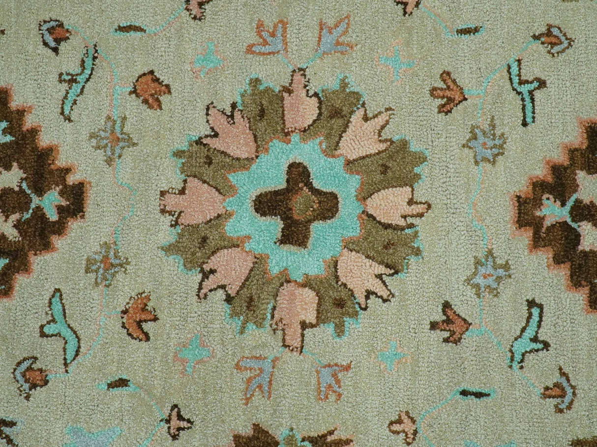 Custom Made Traditional Oriental Design Beige And Brown Hand-Tufted Wool Area Rug