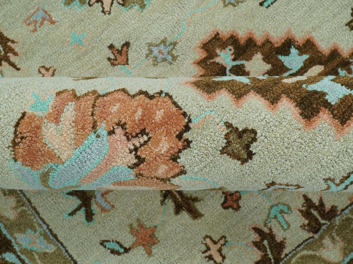 Custom Made Traditional Oriental Design Beige And Brown Hand-Tufted Wool Area Rug