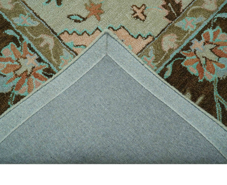 Custom Made Traditional Oriental Design Beige And Brown Hand-Tufted Wool Area Rug