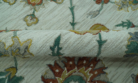 Custom Made Traditional Oriental Design Beige And Ivory Hand-Tufted Wool Area Rug
