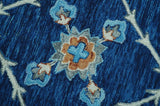 Custom Made Traditional Oriental Design Blue And Beige Hand-Tufted Wool Area Rug