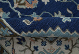 Custom Made Traditional Oriental Design Blue And Beige Hand-Tufted Wool Area Rug