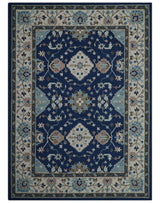 Custom Made Traditional Oriental Design Blue And Beige Hand-Tufted Wool Area Rug