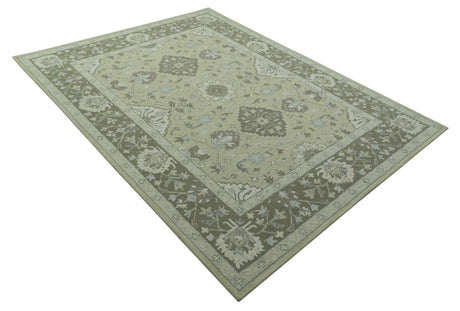 Custom Made Traditional Oriental Design Earthy Beige Hand-Tufted Wool Area Rug