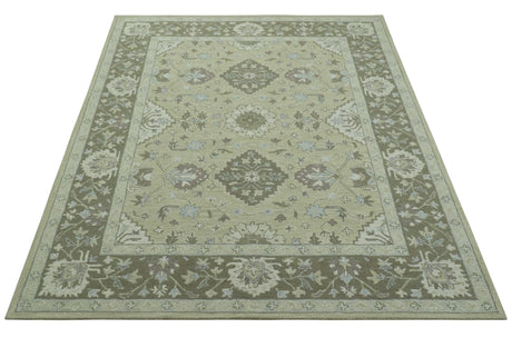 Custom Made Traditional Oriental Design Earthy Beige Hand-Tufted Wool Area Rug