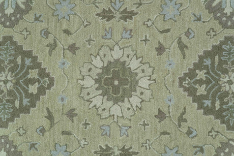 Custom Made Traditional Oriental Design Earthy Beige Hand-Tufted Wool Area Rug