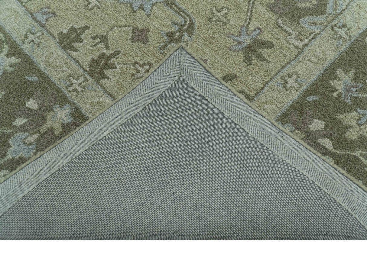 Custom Made Traditional Oriental Design Earthy Beige Hand-Tufted Wool Area Rug