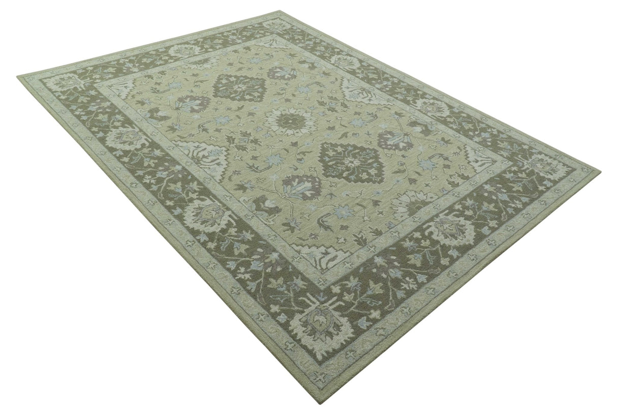 Custom Made Traditional Oriental Design Earthy Beige Hand-Tufted Wool Area Rug-Area Rug-Parc Decor