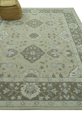 Custom Made Traditional Oriental Design Earthy Beige Hand-Tufted Wool Area Rug-Area Rug-Parc Decor