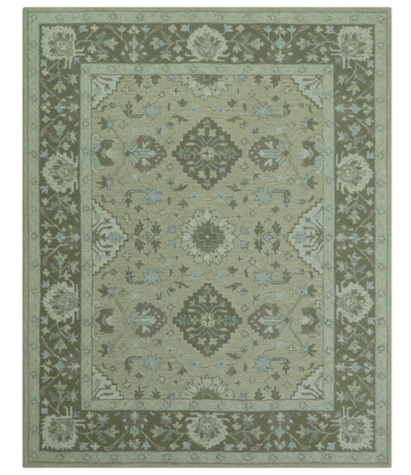 Custom Made Traditional Oriental Design Earthy Beige Hand-Tufted Wool Area Rug-Area Rug-Parc Decor